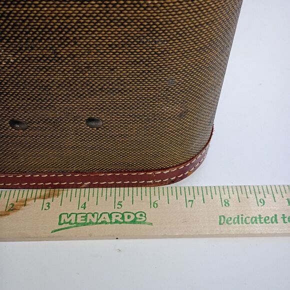 Vintage Skyway Tweed Train Case Cosmetic Luggage Red Lining Old Money Academia - Picture 12 of 14